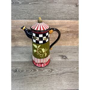 Rare Amber Rose Coffee Pot By Nanette Vacher 11.5” Tall ~unused Condition!!
